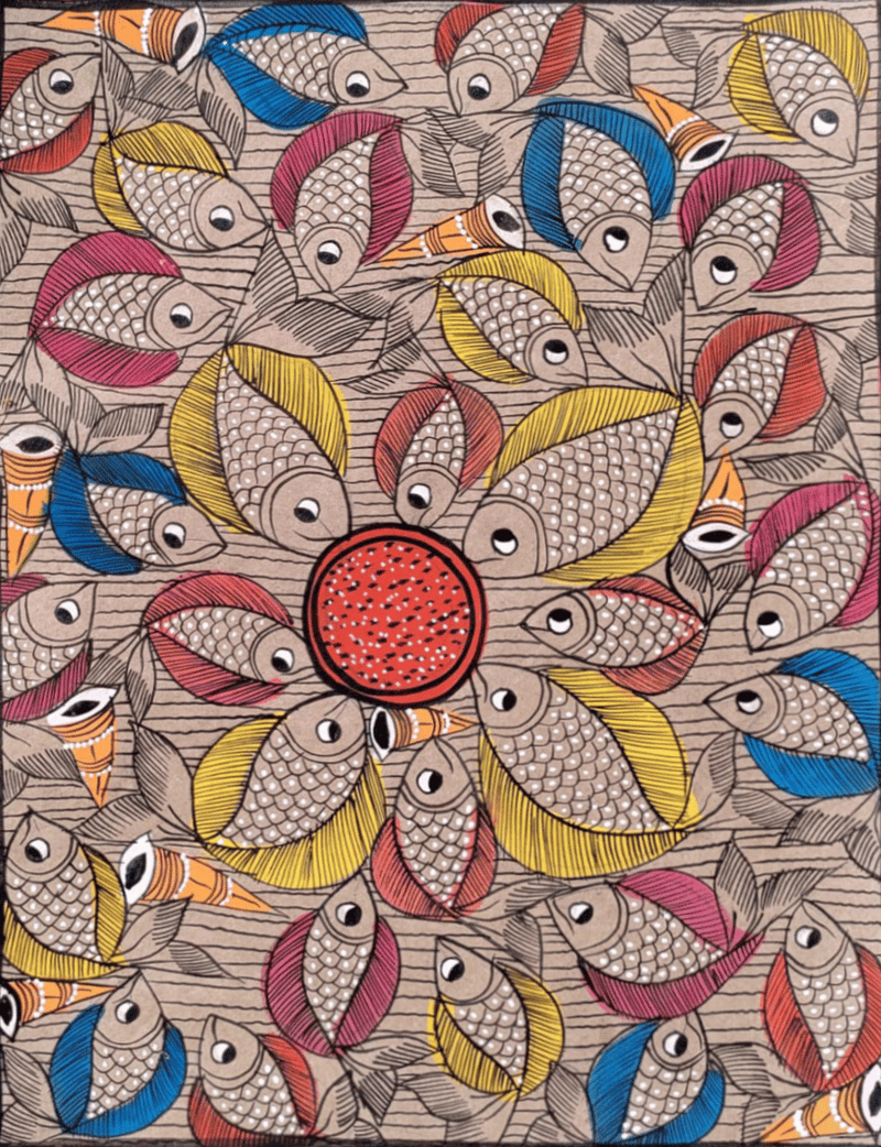 Buy Fish in Bengal Pattachitra by Laila Chitrakar