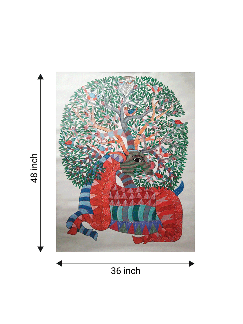 Deer,Birds and the tree in Gond for sale