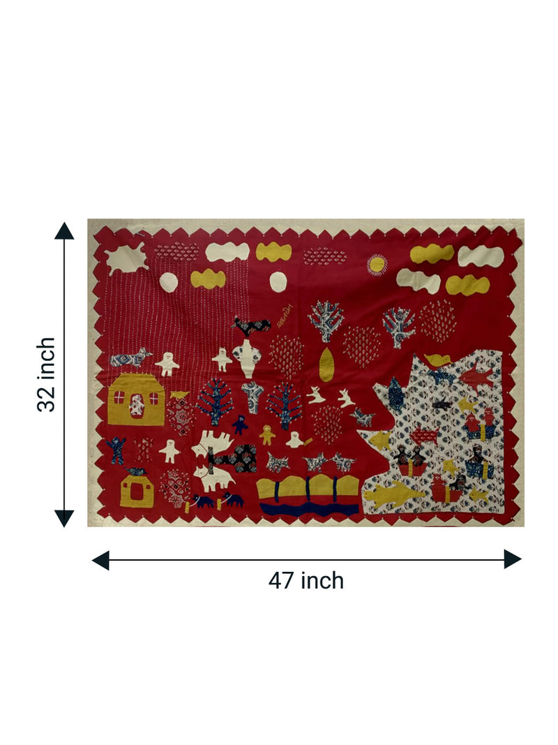 Daily Life Artwork in Kutch Embroidery for sale