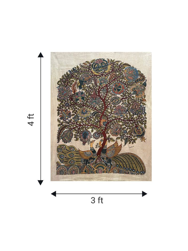 Tree of Life: Coy peacocks Kalamkari Painting by Harinath.N