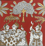 Buy Pabuji and Devnarayan under a parasol in Phad by Kalyan Joshi