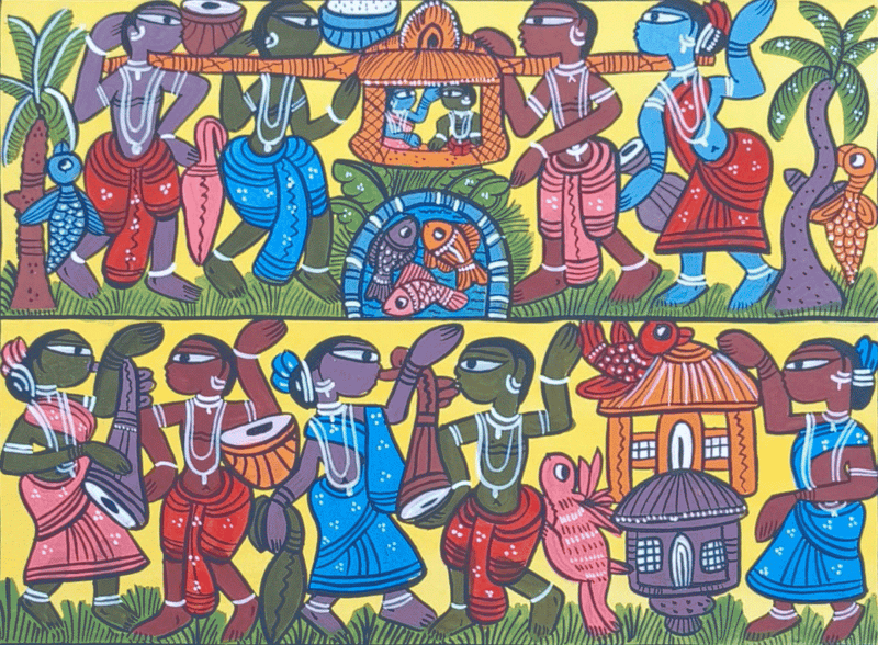Buy Wedding Procession in Bengal Pattachitra by Laila Chitrakar