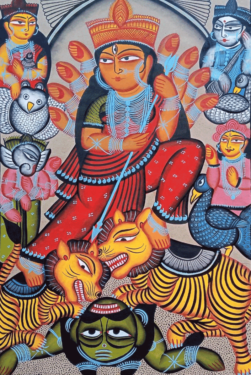 Buy Mahishasuramardini in Bengal Pattachitra by Laila Chitrakar