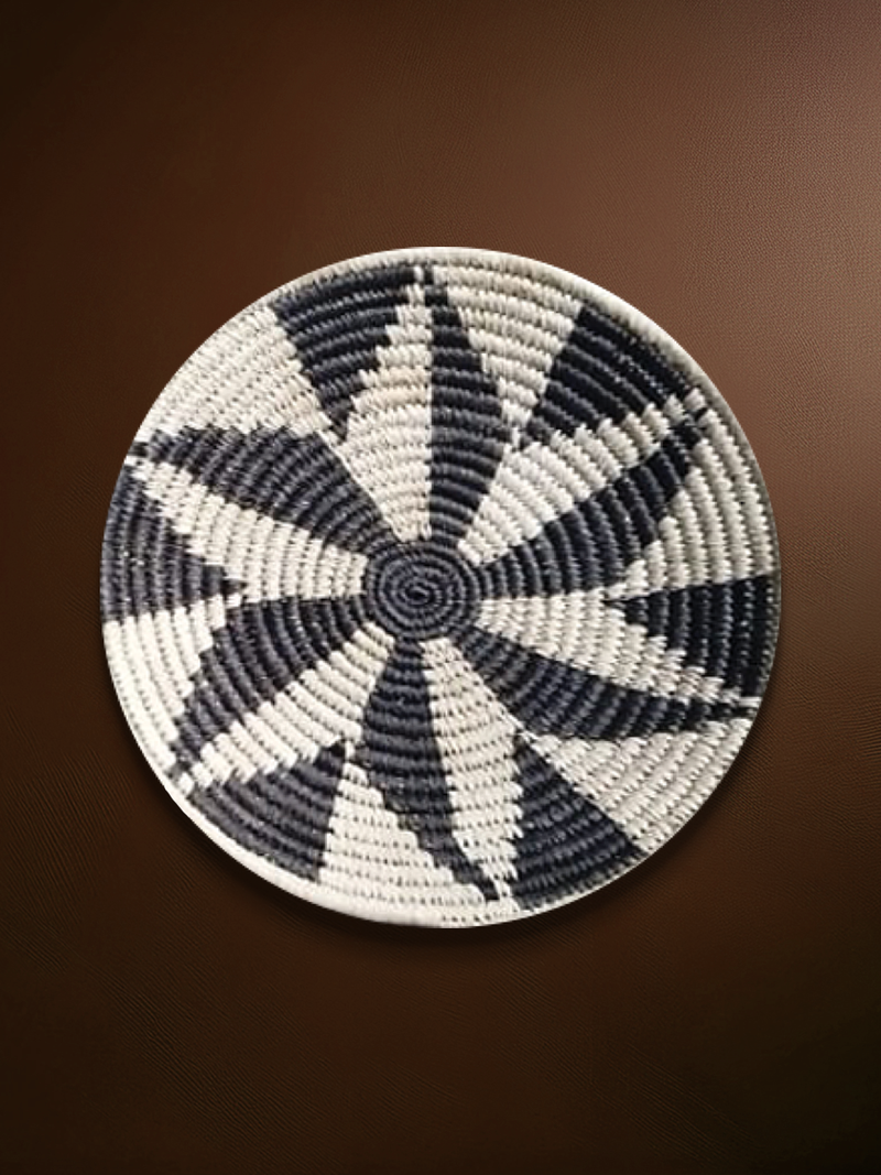 The Monochrome Flower Plate in Sabari Grass work By Dipali Mura