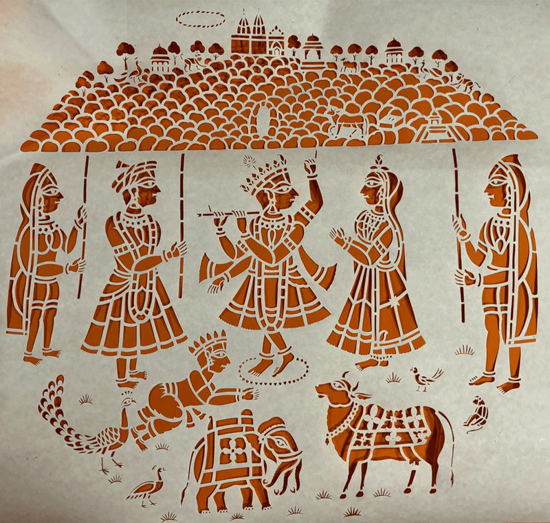 Buy Krishna Leela (Shri Krishna lifting mount Govardhan) in Sanjhi by Ashutosh Verma