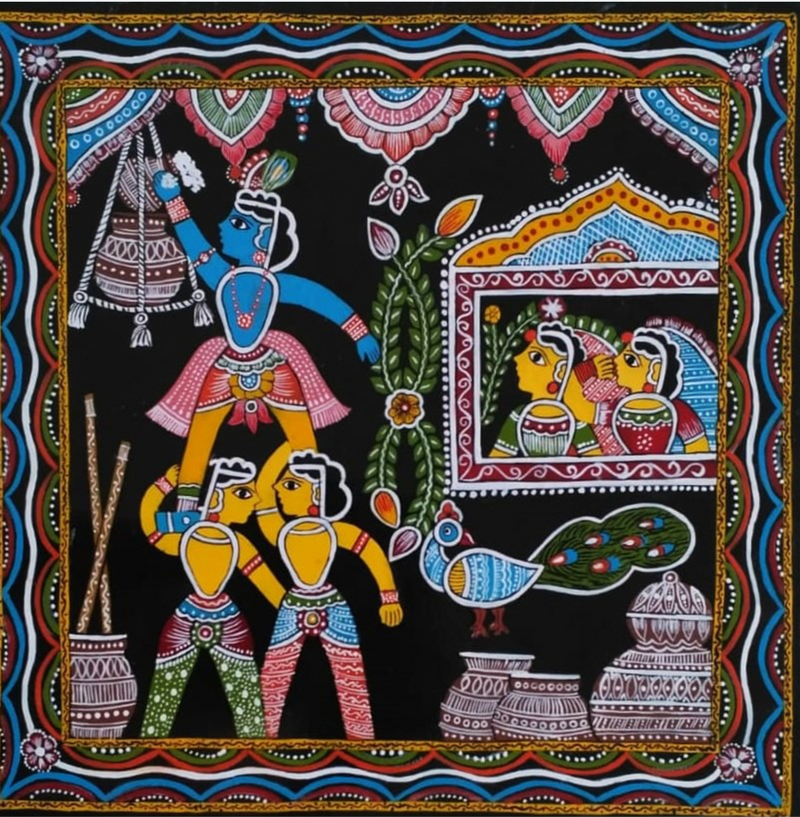 Tikuli Krishna Leela Painting by Ashok Kumar