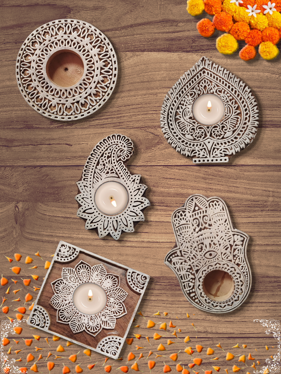 Wood Tea Lights for Diwali online now