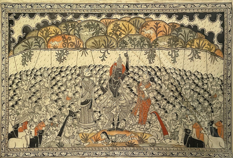 Krishna Girigobardhana: Pattachitra painting by Gitanjali Das