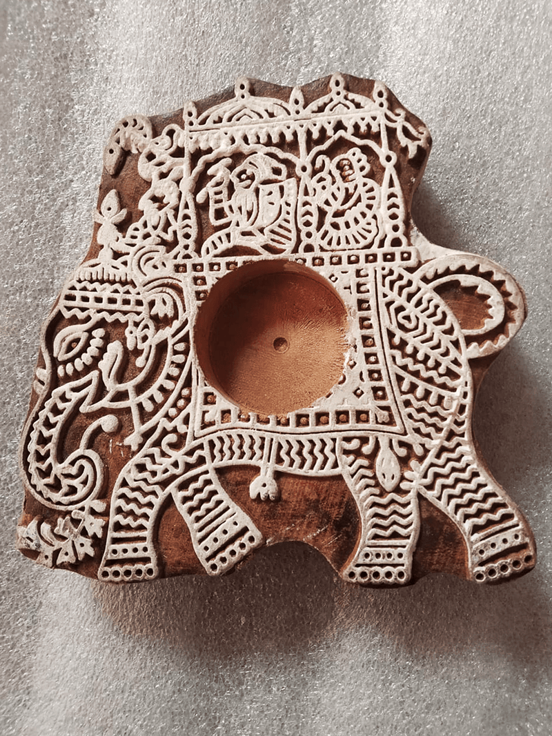 Buy Elephant shape Sheesham Tea Light for Diwali Decor