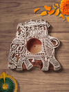 Elephant Shaped Sheesham Wood Carved Tea Light