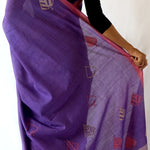 PEEPAL LEAF-   Powder Blue and purple Handwoven Cotton Saree