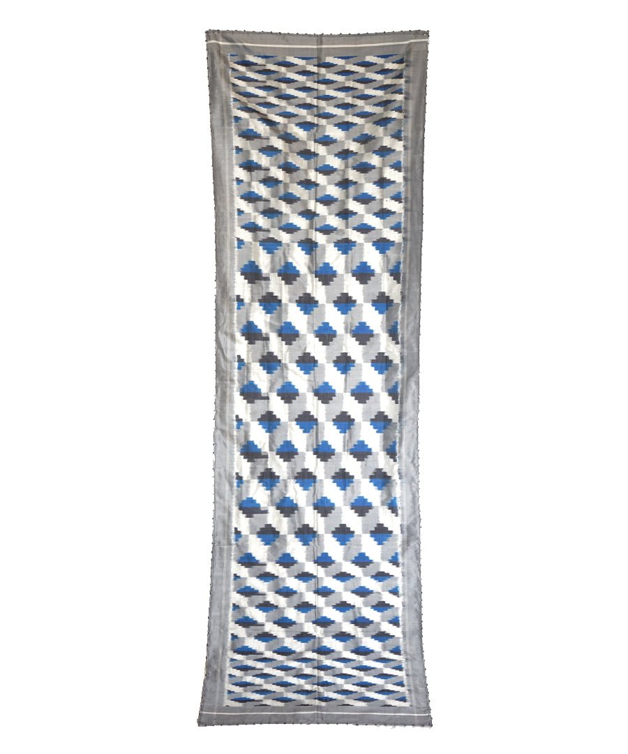 3D - BLUE/GREY Handwoven SILK STOLE-