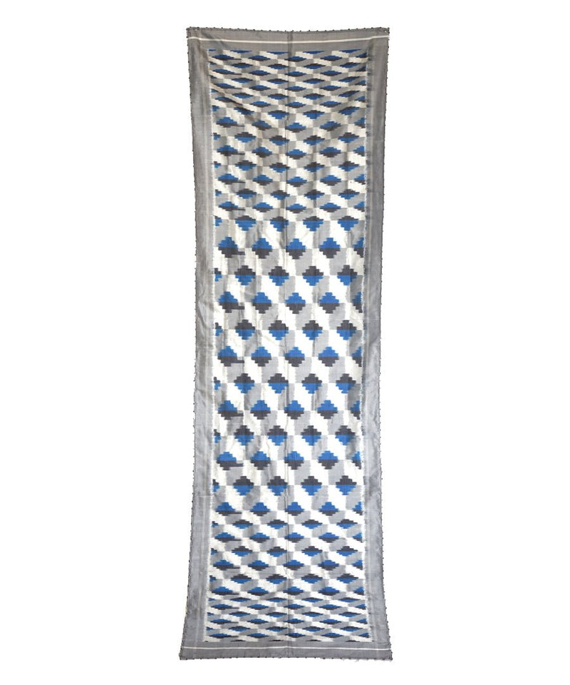 3D - BLUE/GREY Handwoven SILK STOLE-
