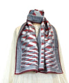 3D - GREY/RED Handwoven SILK STOLE-