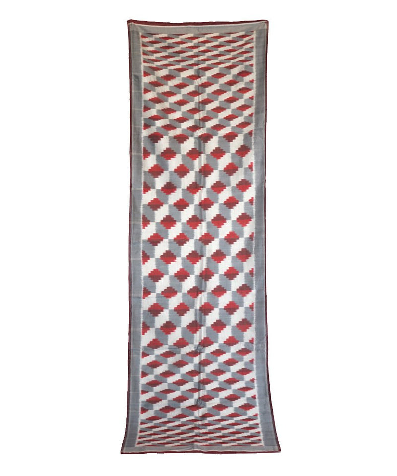 3D - GREY/RED Handwoven SILK STOLE-