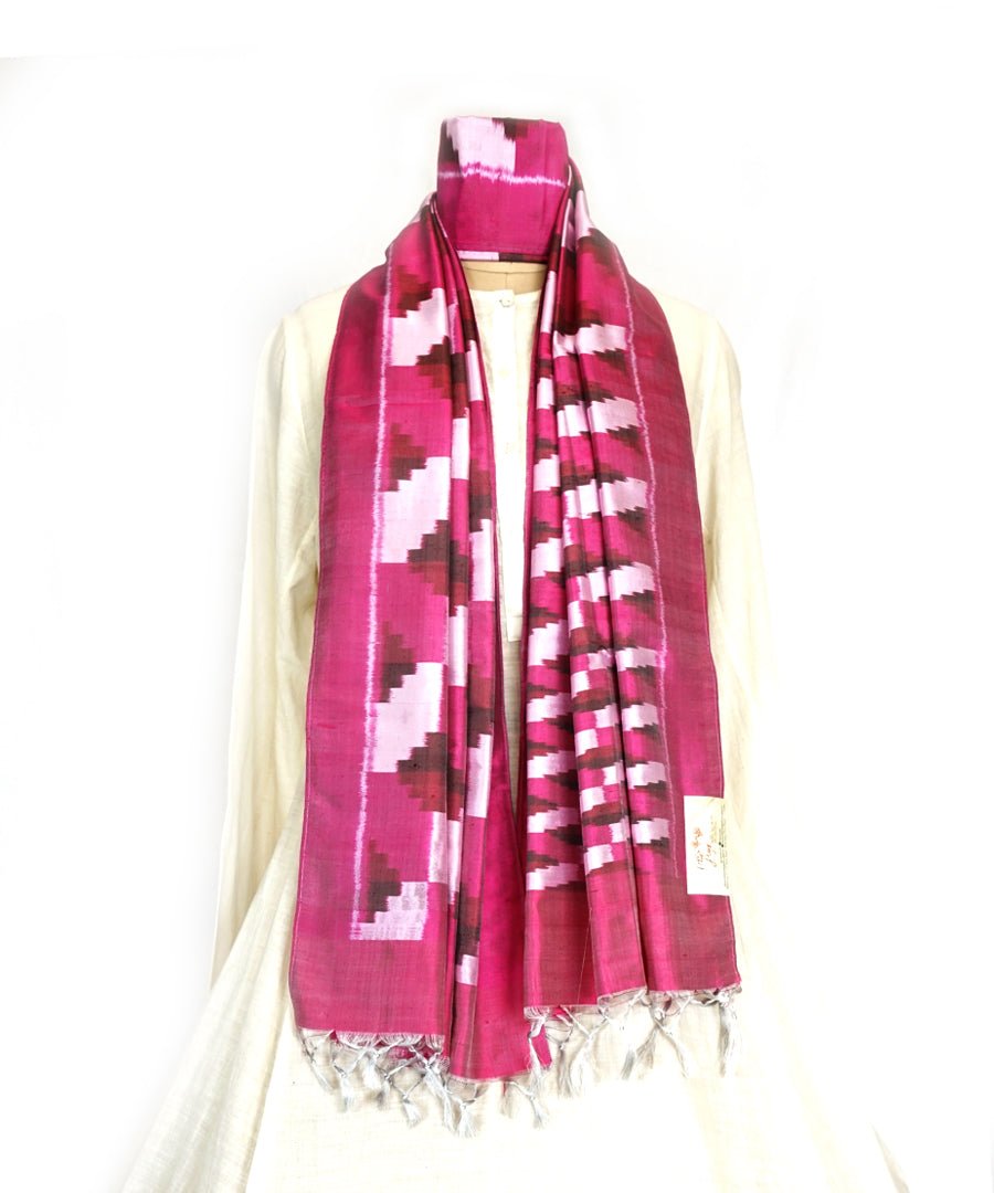 3D -PINK Handwoven SILK STOLE-