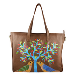 RETURN TO THE ROOT, TAN LEATHER TOTE BAG