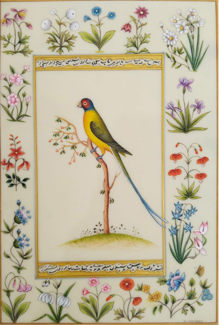 A Charming Parrot in Miniature Painting by Mohan Prajapati Thumbnail