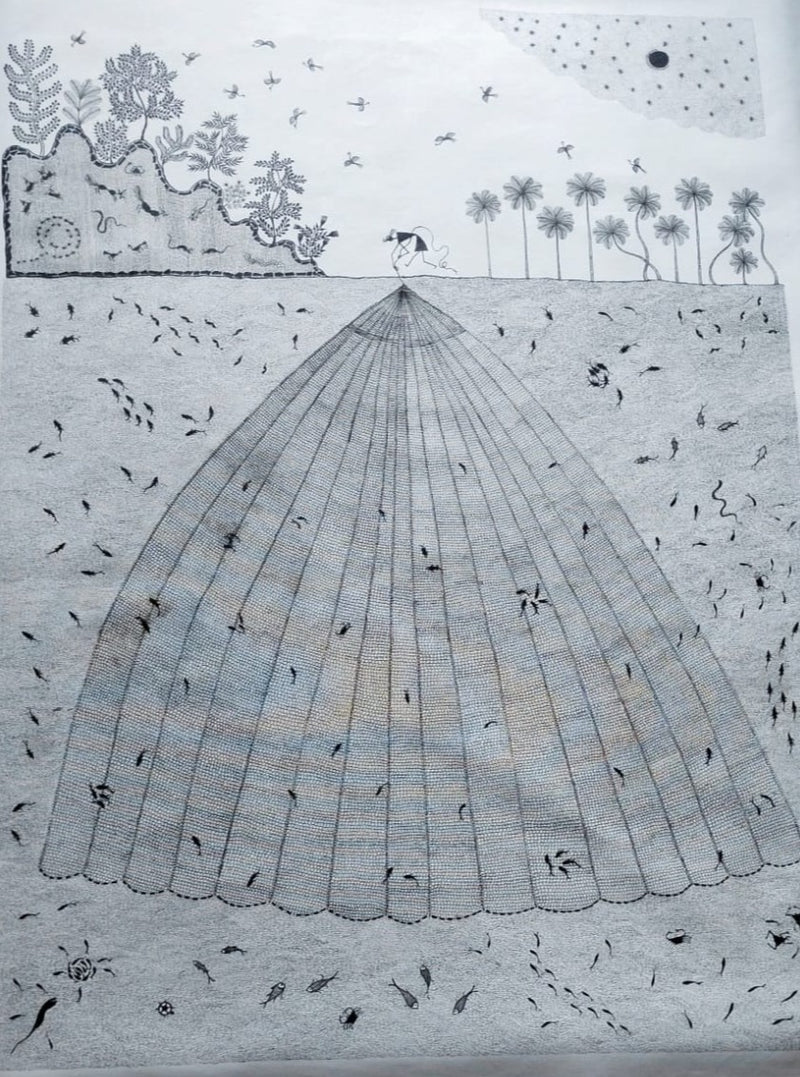 Purchase The fish man Warli painting by Dilip Rama Bahotha