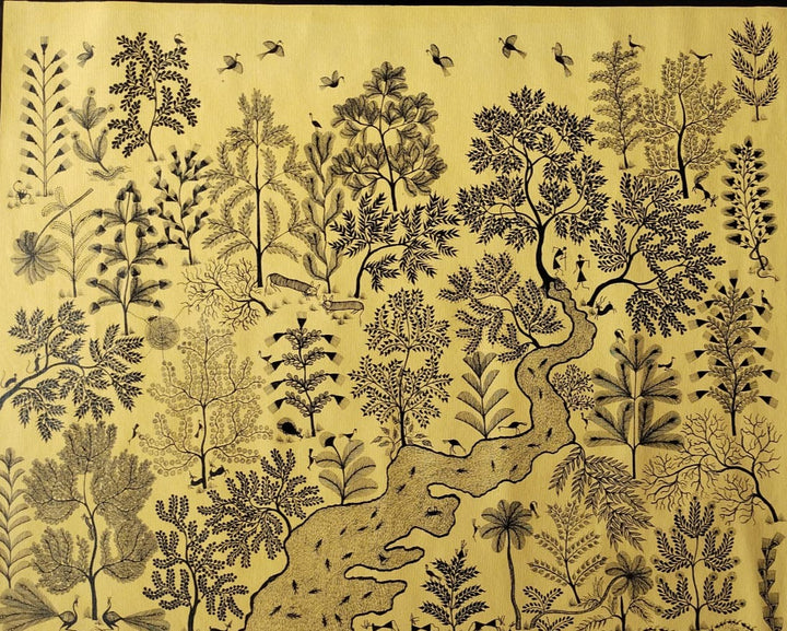 A Forest in Warli painting by Dilip Rama Bahotha Thumbnail