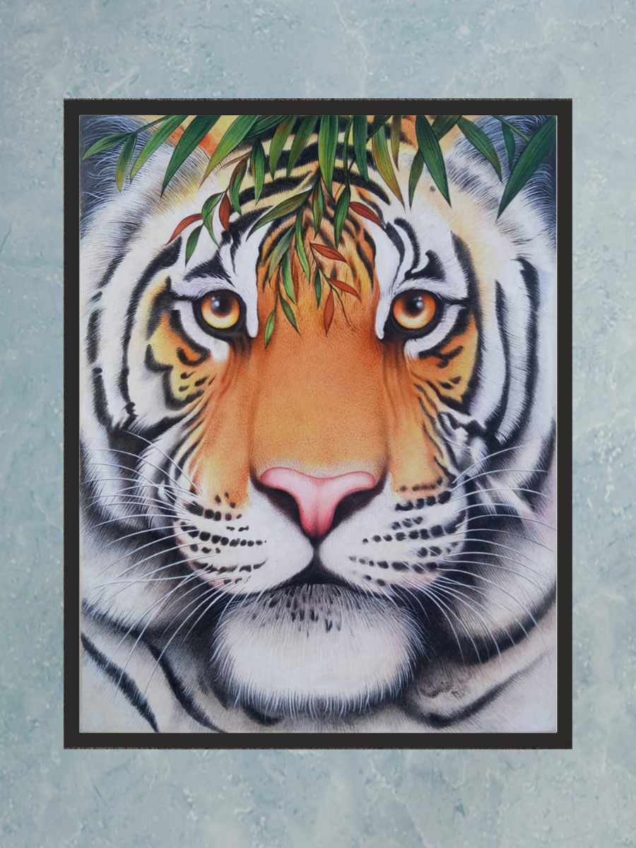 Vintage Painted Tigers Head from Rajasthan Vintage Painted Tigers Head from Rajasthan