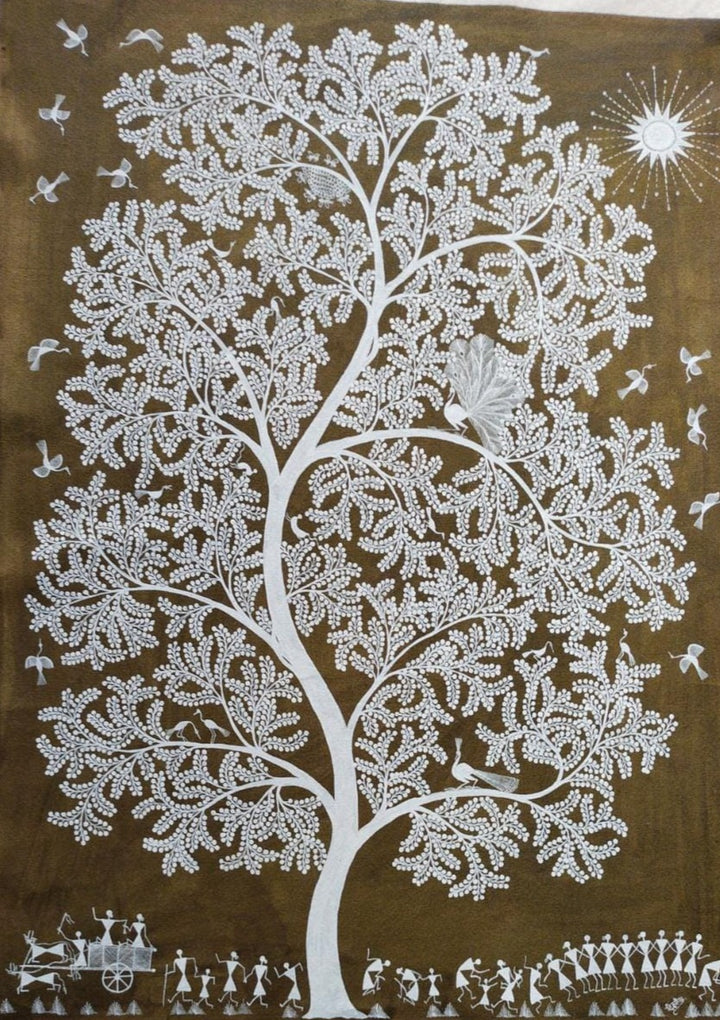 A Tree of Life in Warli Painting by Dilip Rama Bahotha Thumbnail