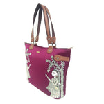 A stroll through the spoken forest, Maroon Vegan Laptop Bag/Tote-Fabric tote bag