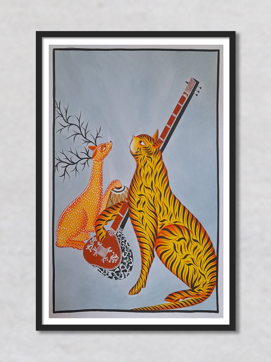 A band of Animals Kalighat Painting by Uttam Chitrakar