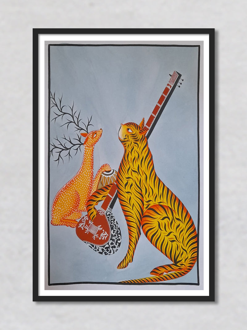 A band of Animals Kalighat Painting by Uttam Chitrakar