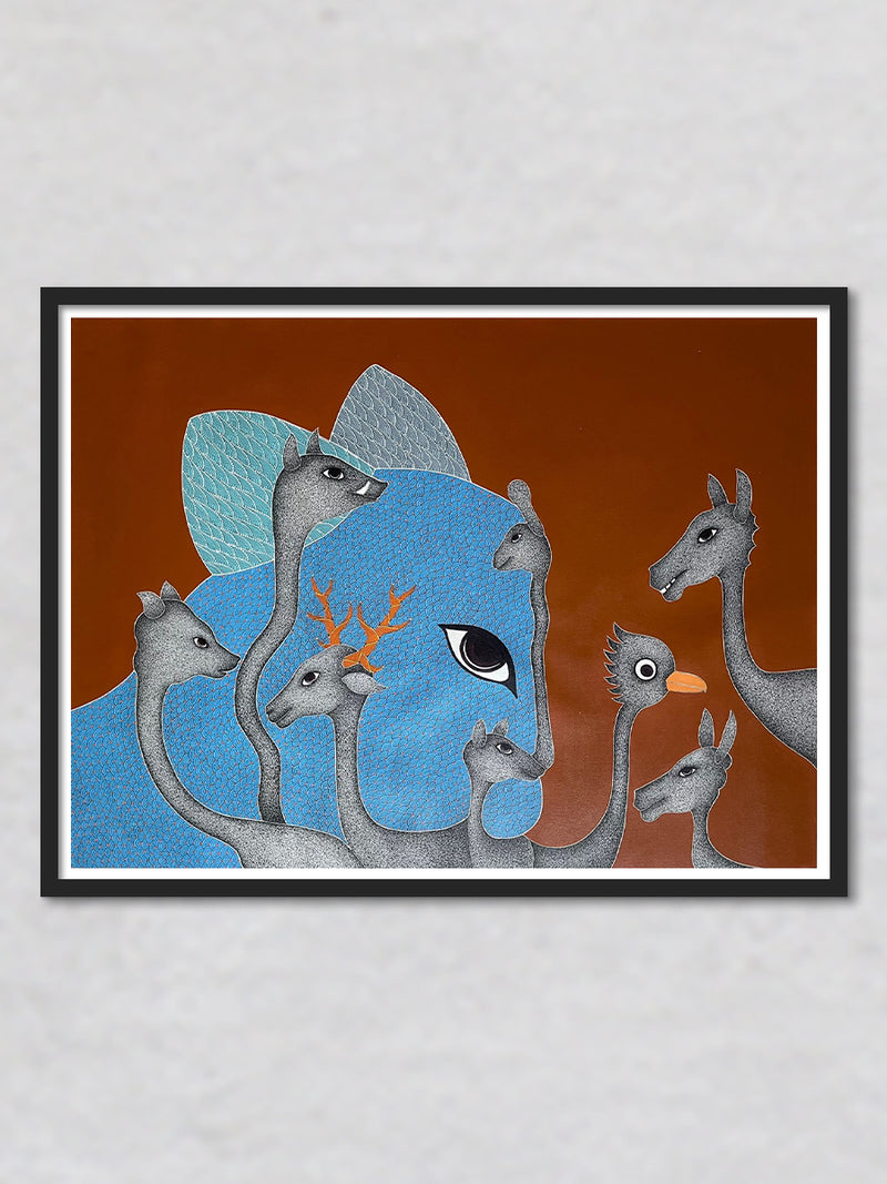 Abstract Animals Gond painting by Venkat Shyam