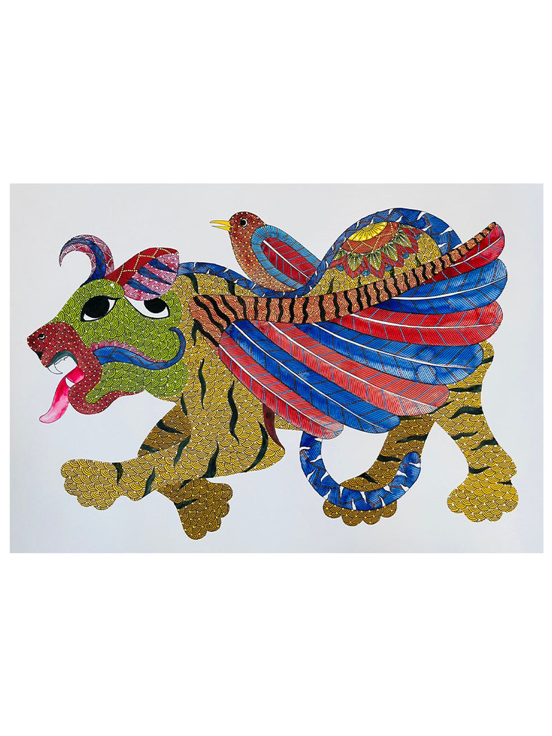 Abstract Tiger Gond painting 