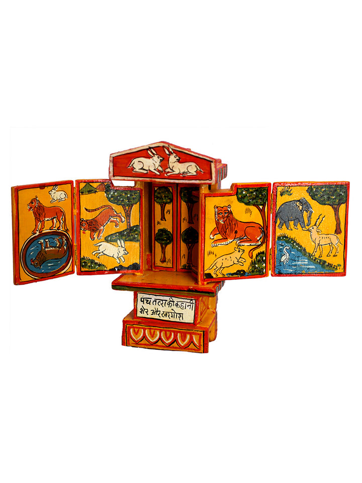 Lion and Rabbit Story: Kavad Painting by Dwarka Prasad Thumbnail