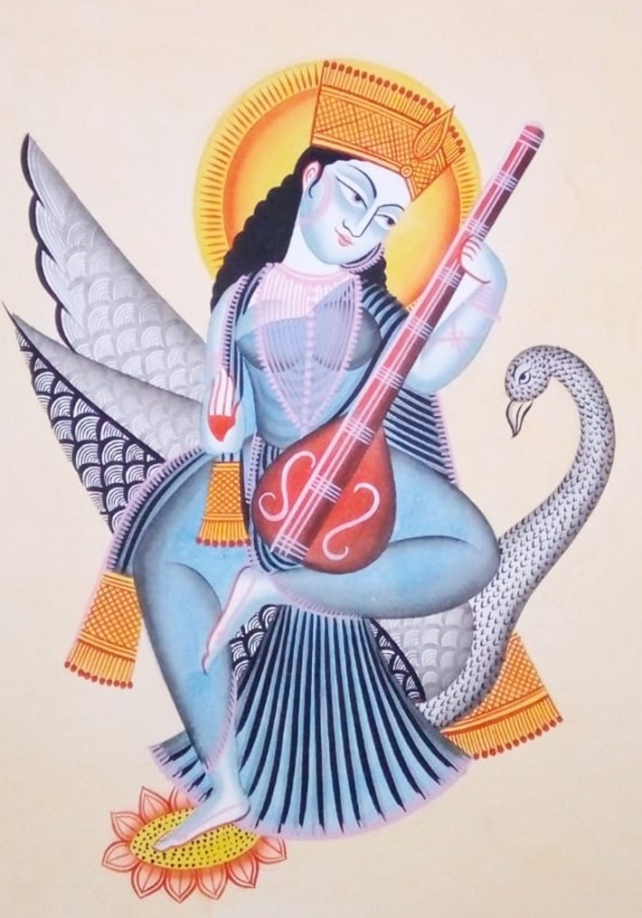 Artistry of Elegance:Kalighat painting by Hasir Chitrakar Thumbnail