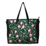 BE LIKE LOTUS, BLACK LEATHER TOTE BAG-LAPTOP BAG