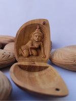 Baal Krishna Sandalwood Miniature Artwork by Om Prakash