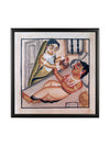 Daily Devotion of couple: Kalighat Art by Bapi Chitrakar