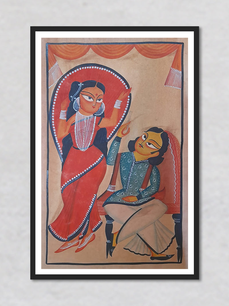 Babu and Biwi Kalighat Painting by Uttam Chitrakar