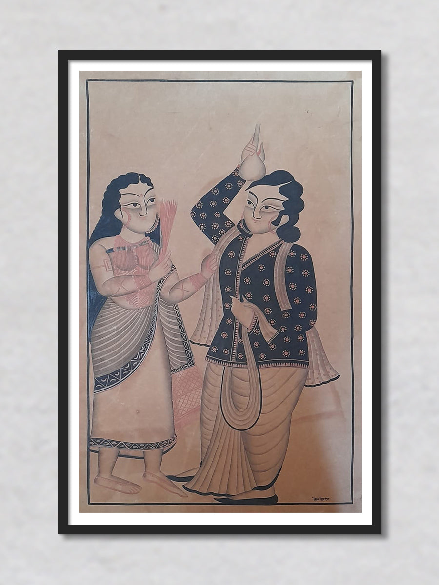 Babu and Biwi Kalighat Painting by Uttam Chitrakar