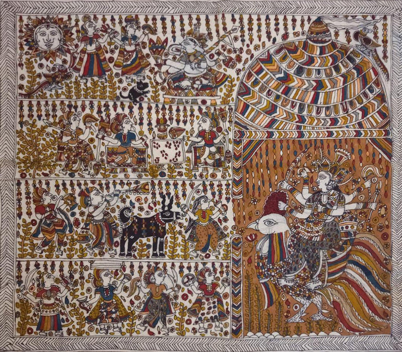 Bahuchar Mata: Mata Ni Pachedi Painting by Bhanu Bhai Chittara