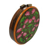 Be Like Lotus, round wood clutch-