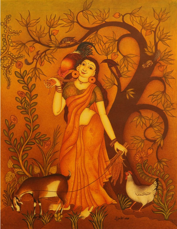 Beauty, Kerala Mural Painting by Jijulal Thumbnail