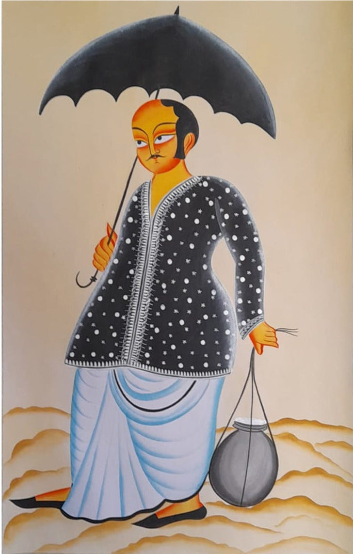 Bengali Babu Kalighat Painting 