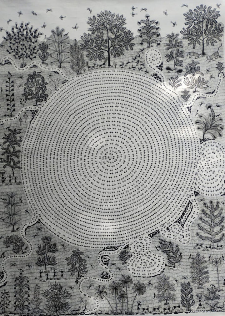 Bhon (Ant-Dwelling): Warli painting by Dilip Rama Bahotha Thumbnail