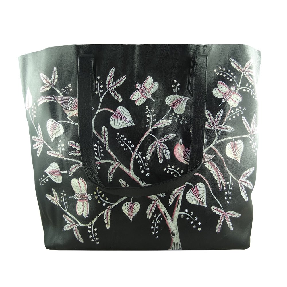 Birds of Feather white, BLACK TOTE BAG-LAPTOP BAG