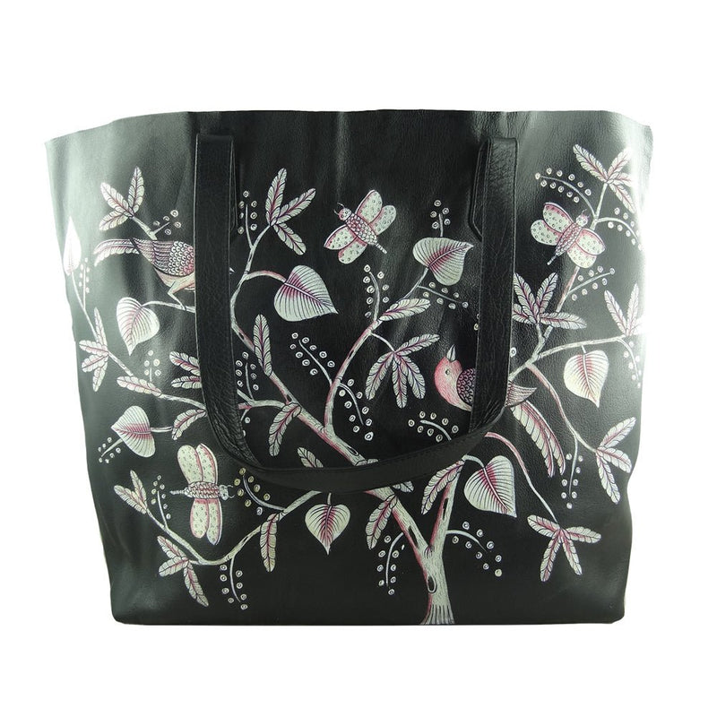 Birds of Feather white, BLACK TOTE BAG-LAPTOP BAG