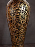 Black and Gold Handcrafted Paper Mache Vase by Riyaz
