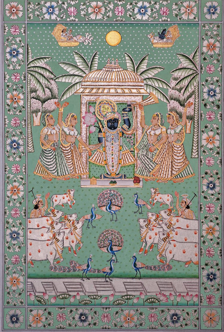 Shrinathji and his Devoted Companions in Pichwai by Shehzaad Ali Sherani Thumbnail