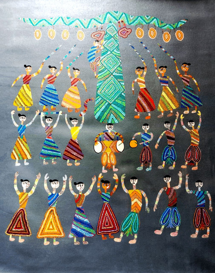 Celebration Bhil Painting by Shersingh Bhabhor Thumbnail