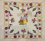 Celestial Tapestry of Radha and Krishna: Chamba Rumal Painting by Anjali Vakil