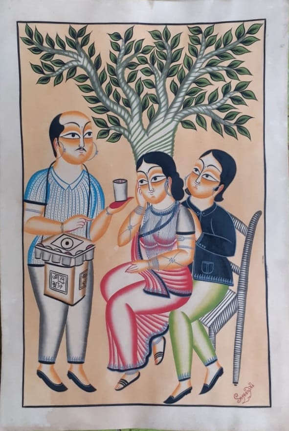 Chronicles of Love:Kalighat painting by Hasir Chitrakar Thumbnail